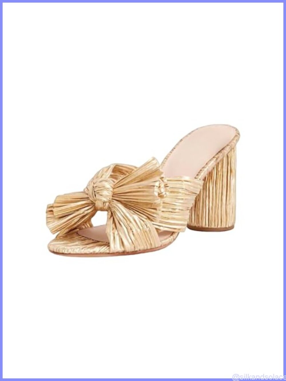 Women's Gold Bow Heels Sandals Bride Wedding Block Chunky Heels Ankle Strap